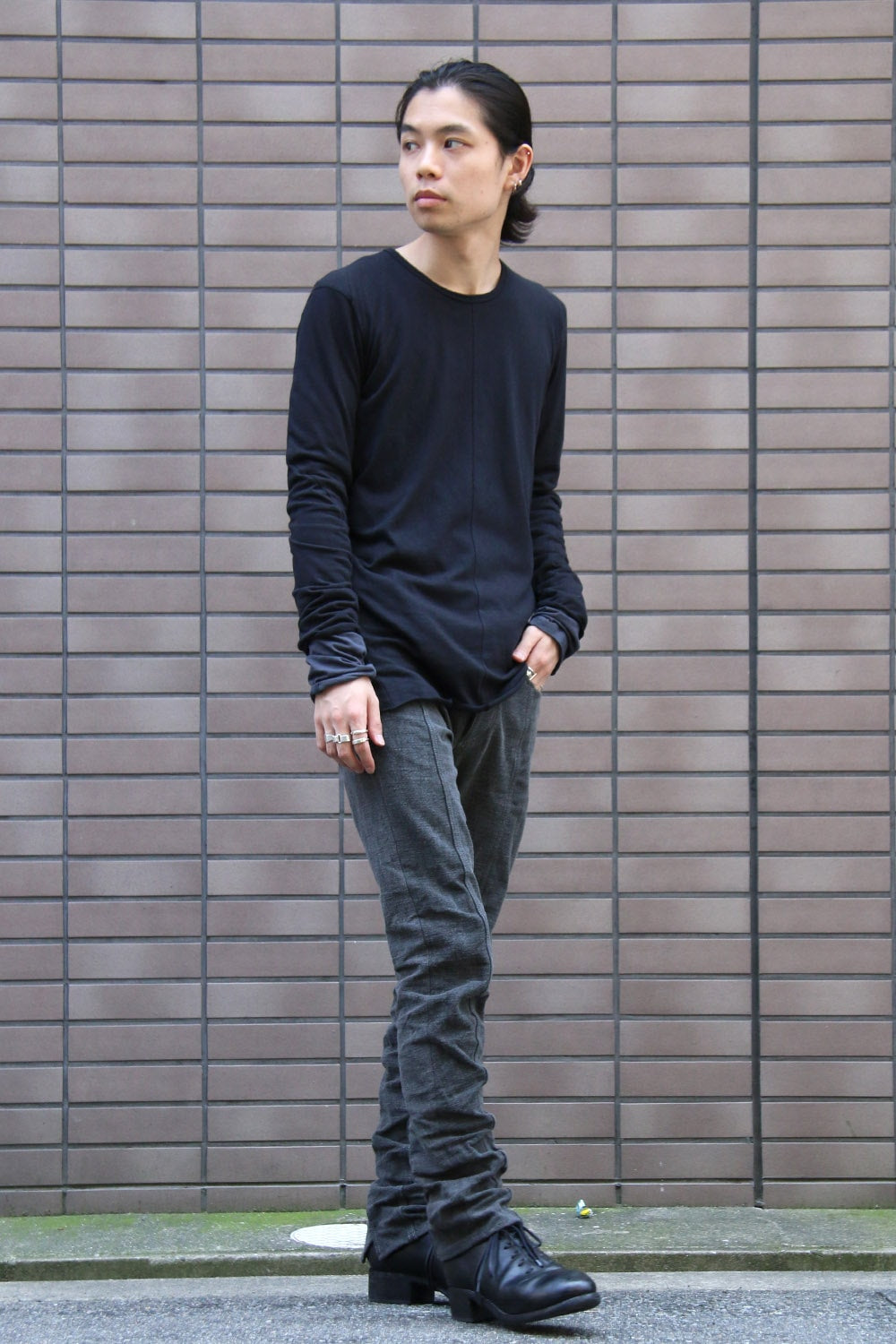 Neep silk × cotton jersey long sleeve T shirt