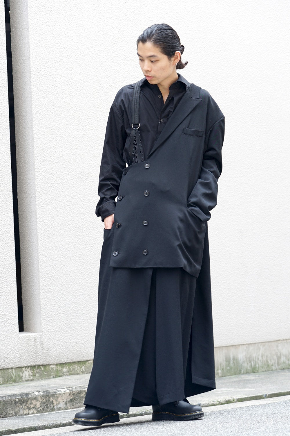 Left Front Double jacket Dress Wrinkled Gabardine