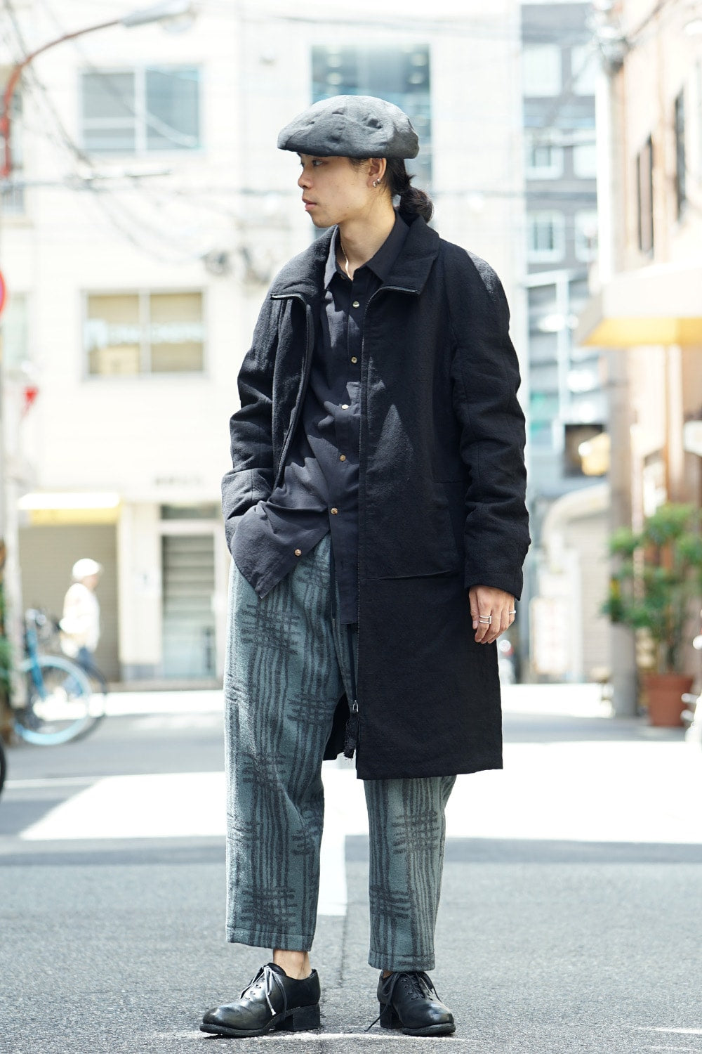 Pants PA89 Grid Pattern Jaquard Wool Beaver Finished