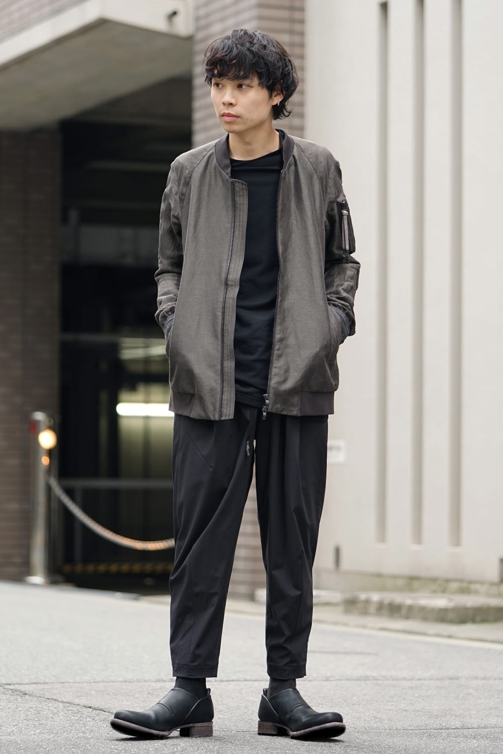 Jacket Silk Linen Voile Sand Blast Finish - Gray