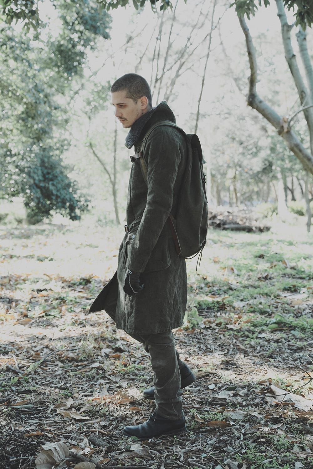 Jute x Cotton Military Twill Bag Attached Bag Pack Khaki