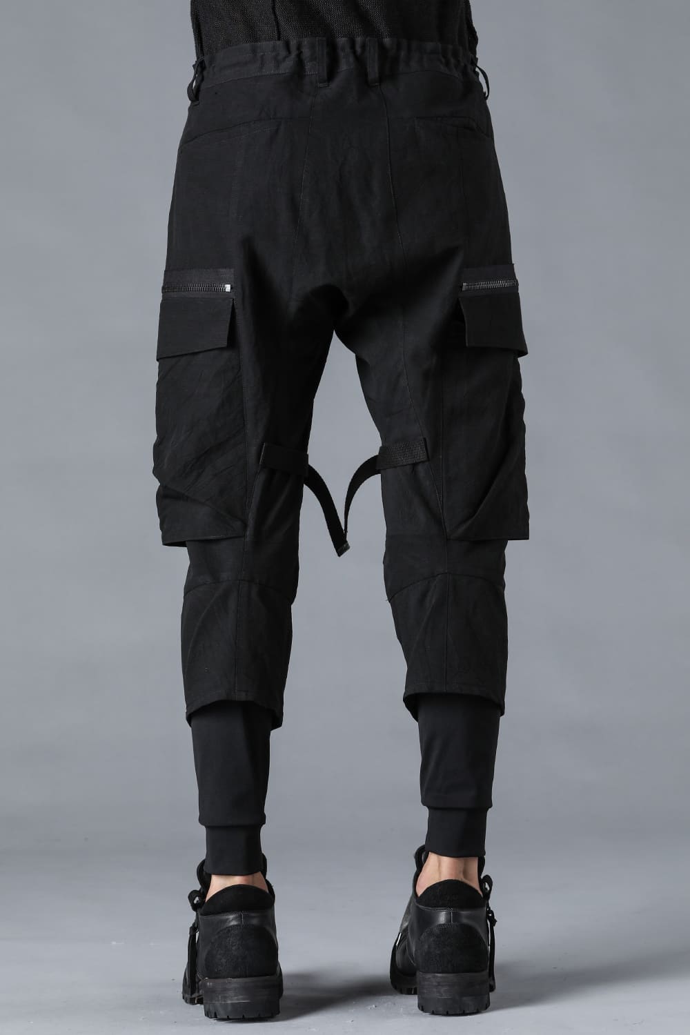 塩縮ワッシャードビーボーダーレイヤードカーゴパンツ
