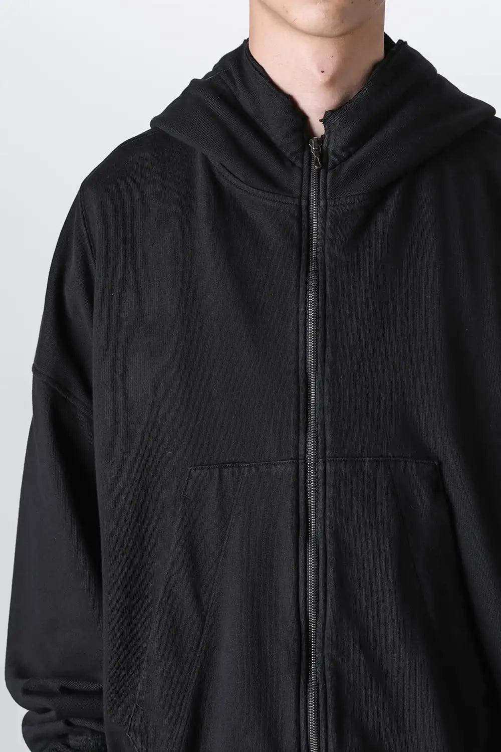 Cotton Sweat Zip Up Hoodie Black