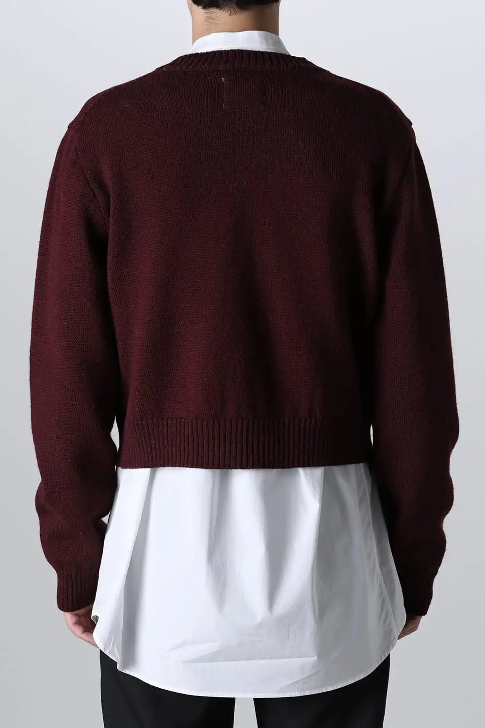shetland wool cropped cardigan Bordeaux