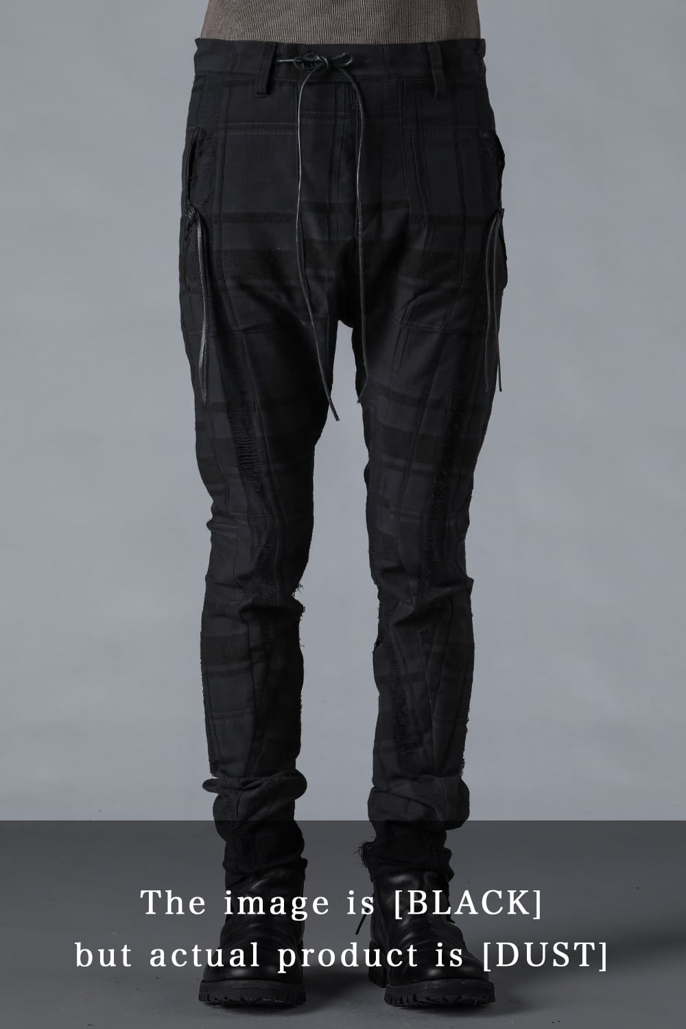 Check Jacquard Drop Crotch Slim Pants