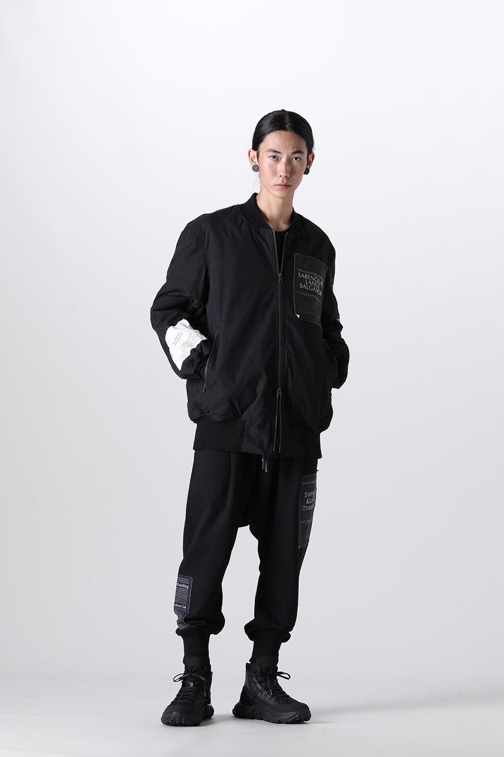 Oversized Bomber Jacket w/Printed Patches