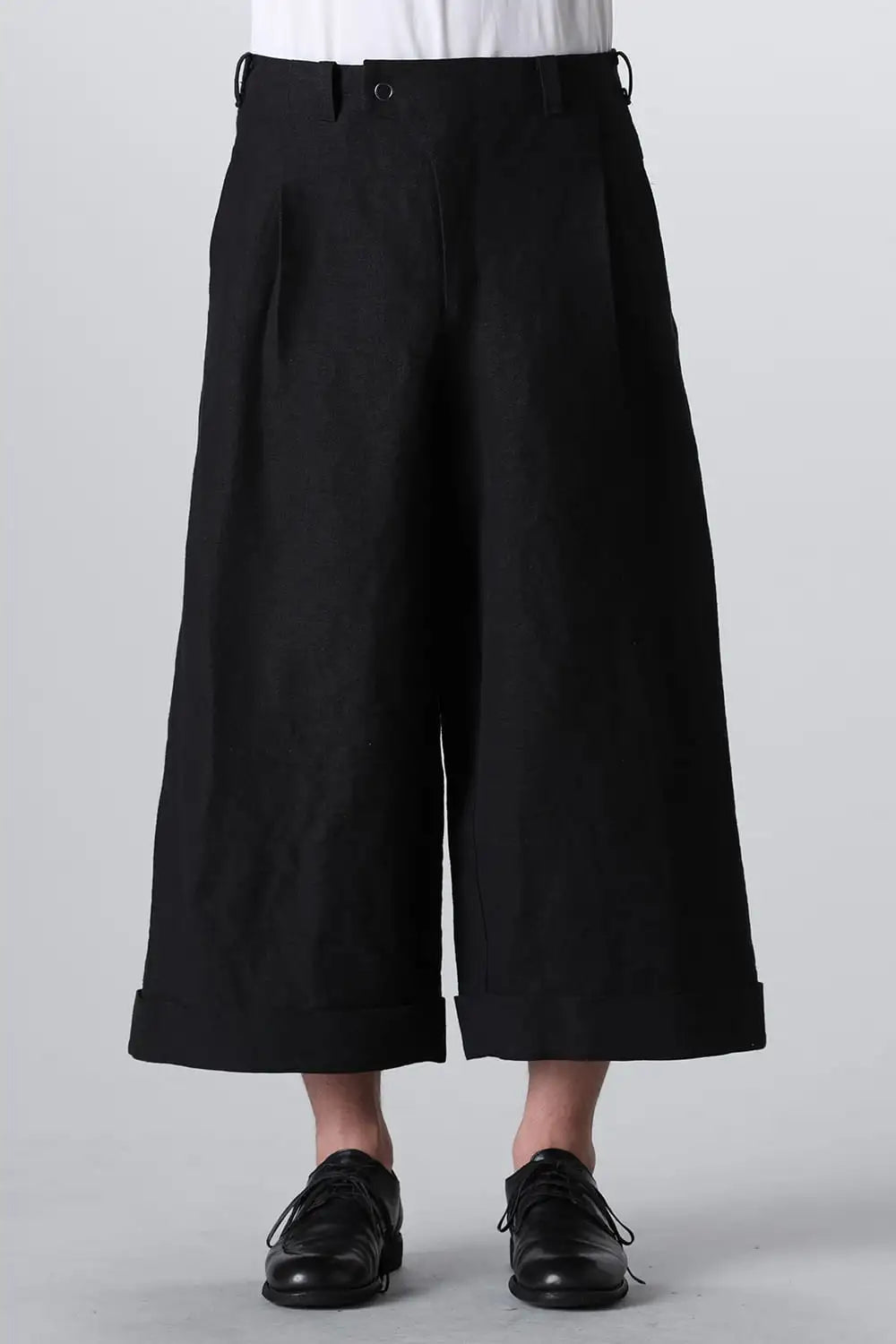 Cropped baggy pants linen / japanese paper