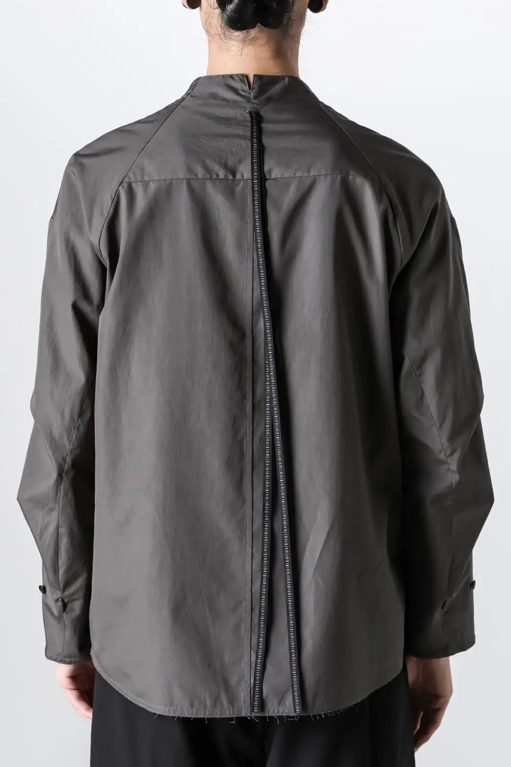 マオカラーシャツ 120/2 コットン マッドグレー