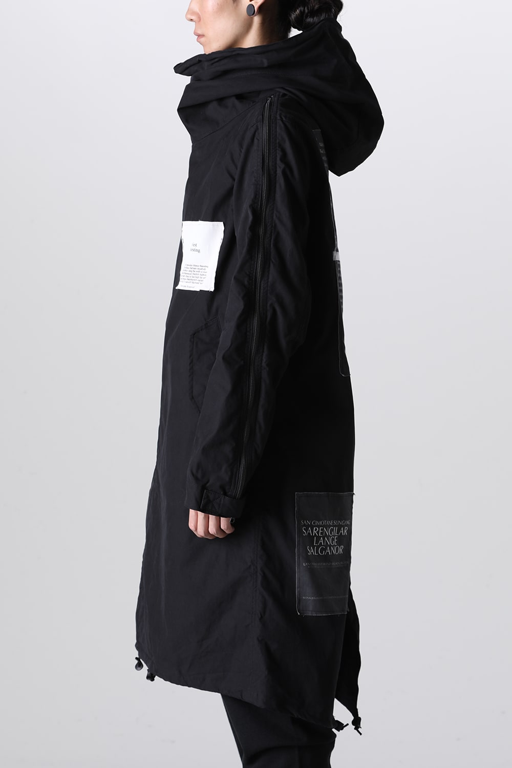 Multi Zip Military Hoodie Coat w/Printed Patches