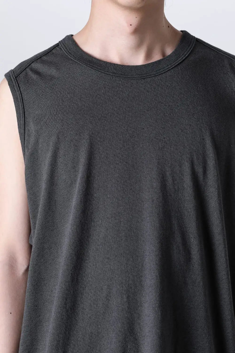 SLEEVELESS TEE Cotton Hemp Jersey BLACK