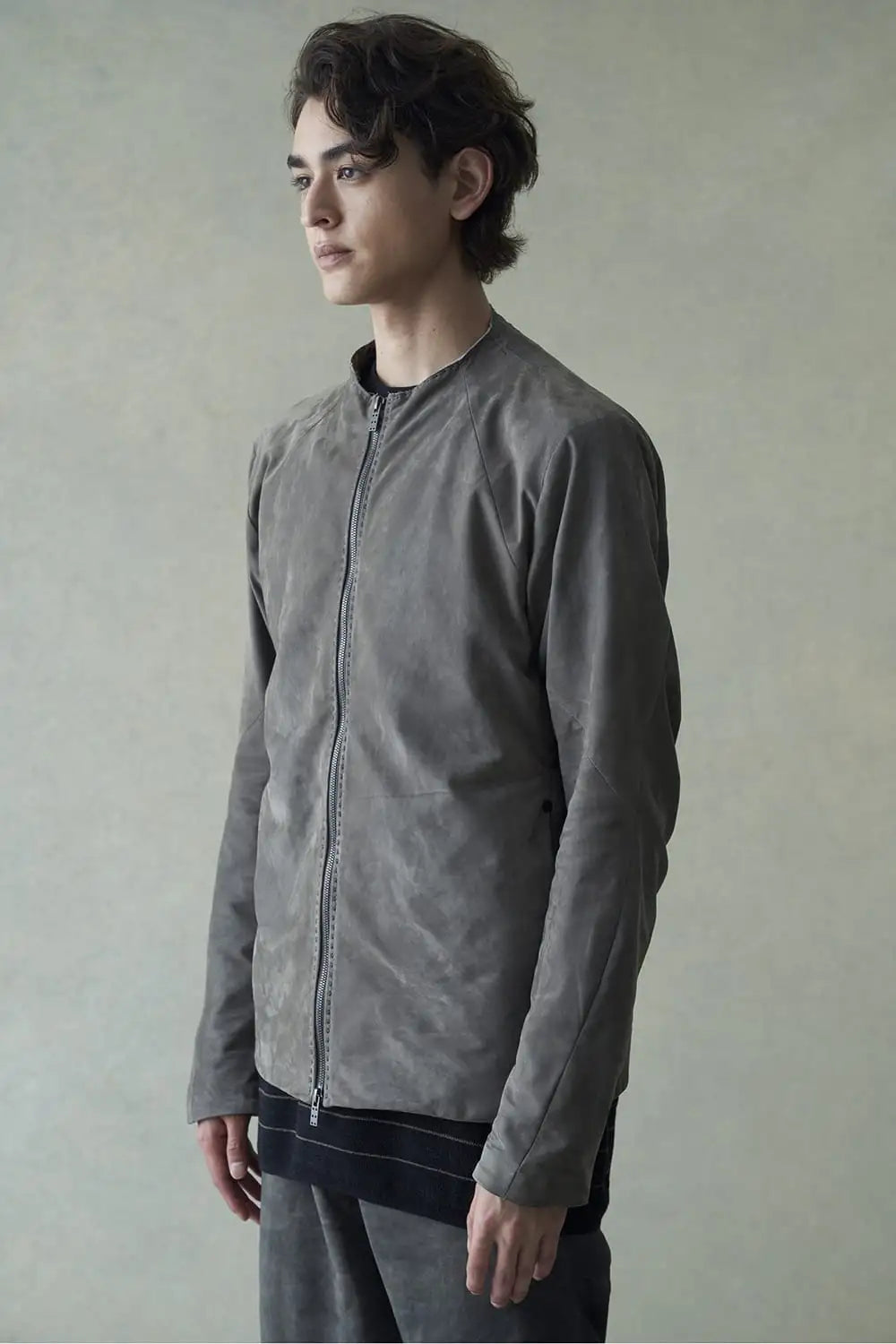 Jacket soft nubuck cow leather Slate Gray