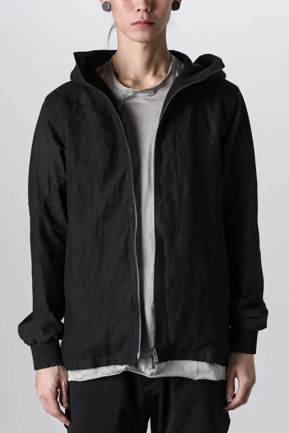 Hooded jacket soft nubuck cow leather