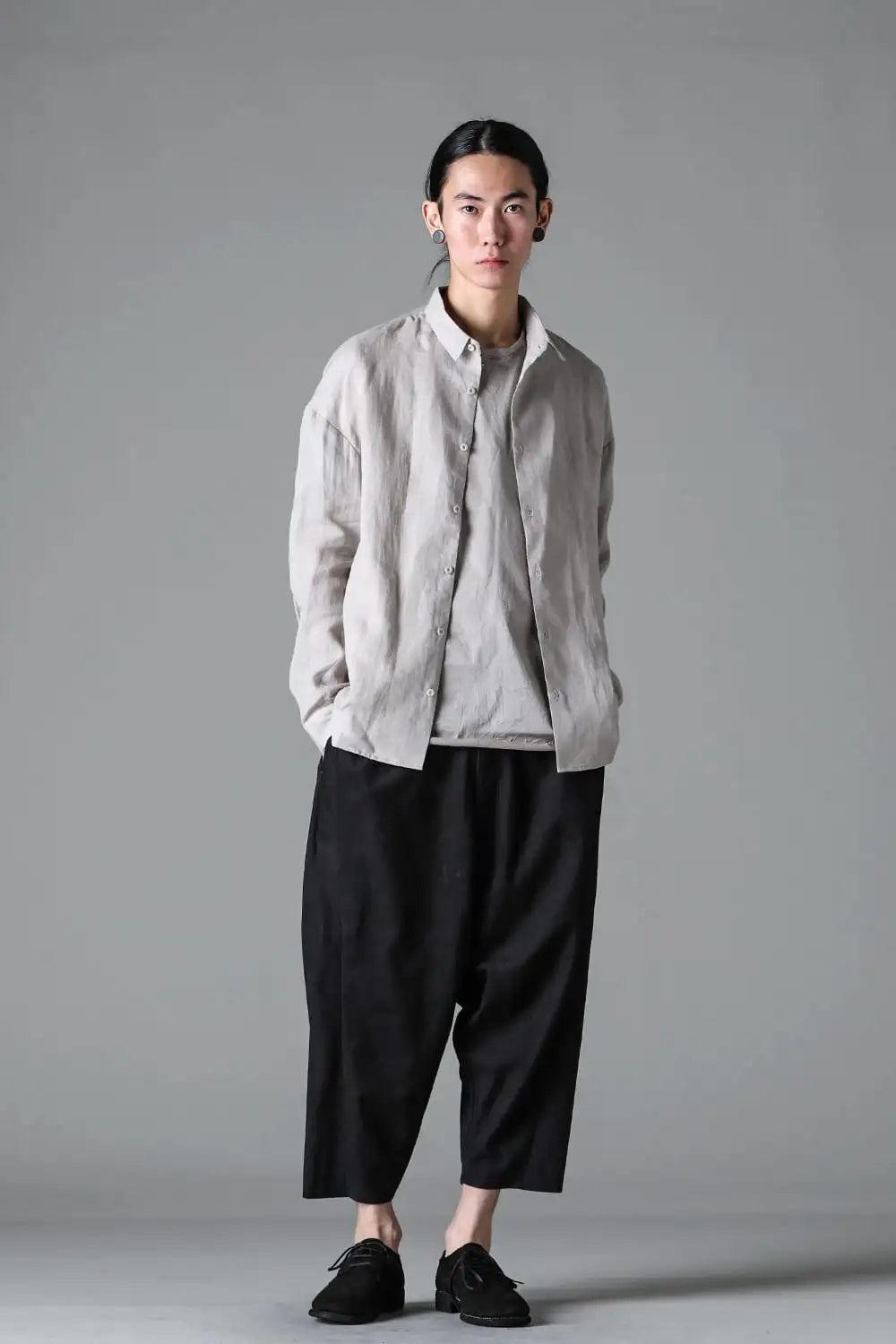 Relaxed pants soft nubuck cow leather Black