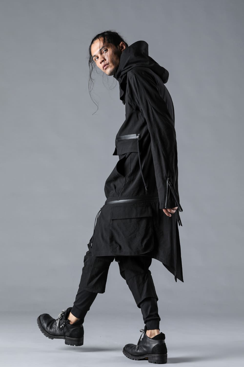 Salt-Shrunk Washed Dobby Border Military Coat