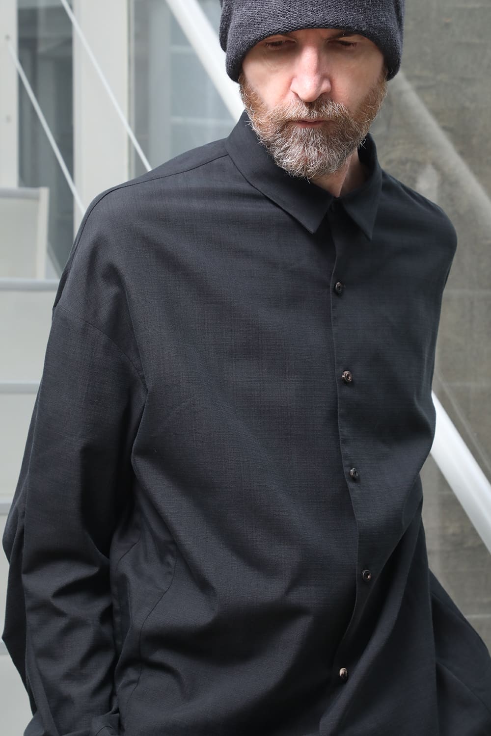 シャツ ルーズフィット サンドブラスト シルク コットン