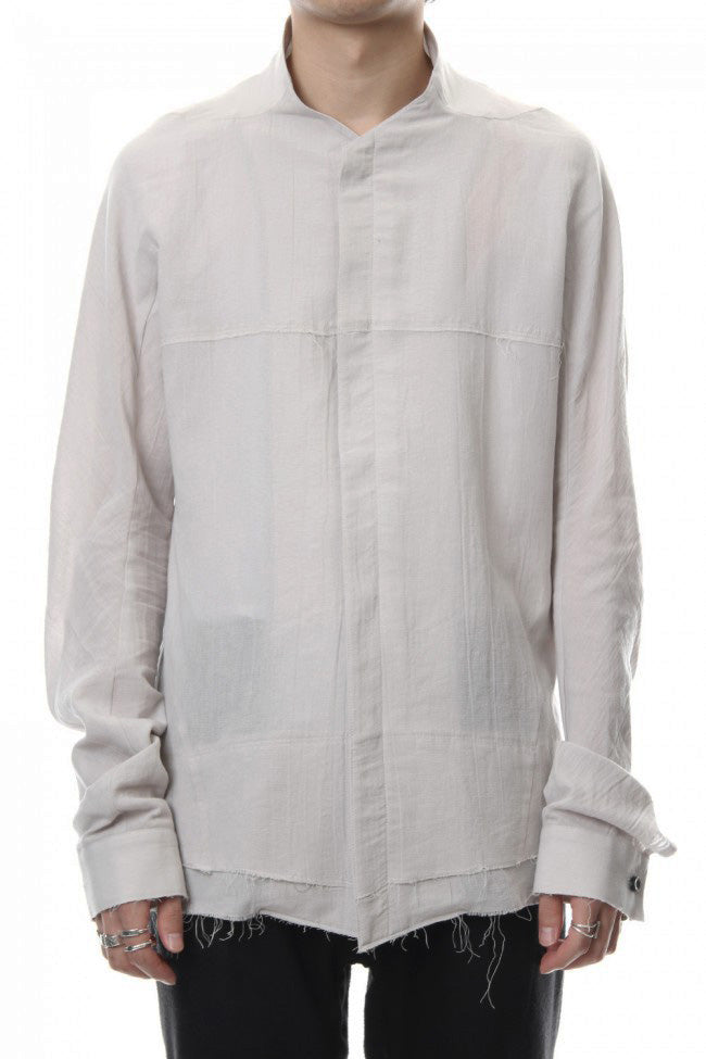 Japanese paper Cotton stand collar shirt - ST102-0049S Dusty White