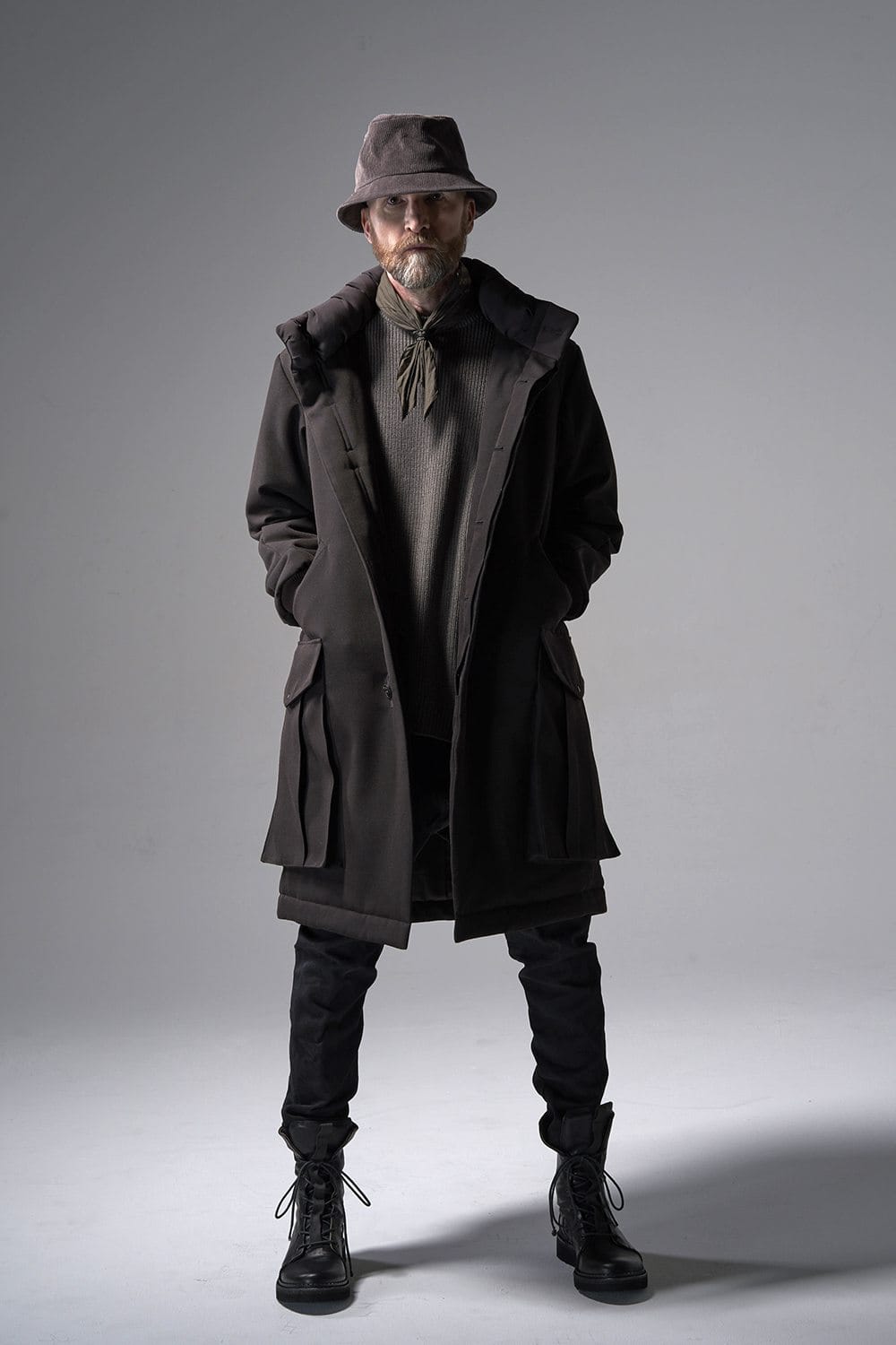 Padded Coat Structure Wool Gabardine