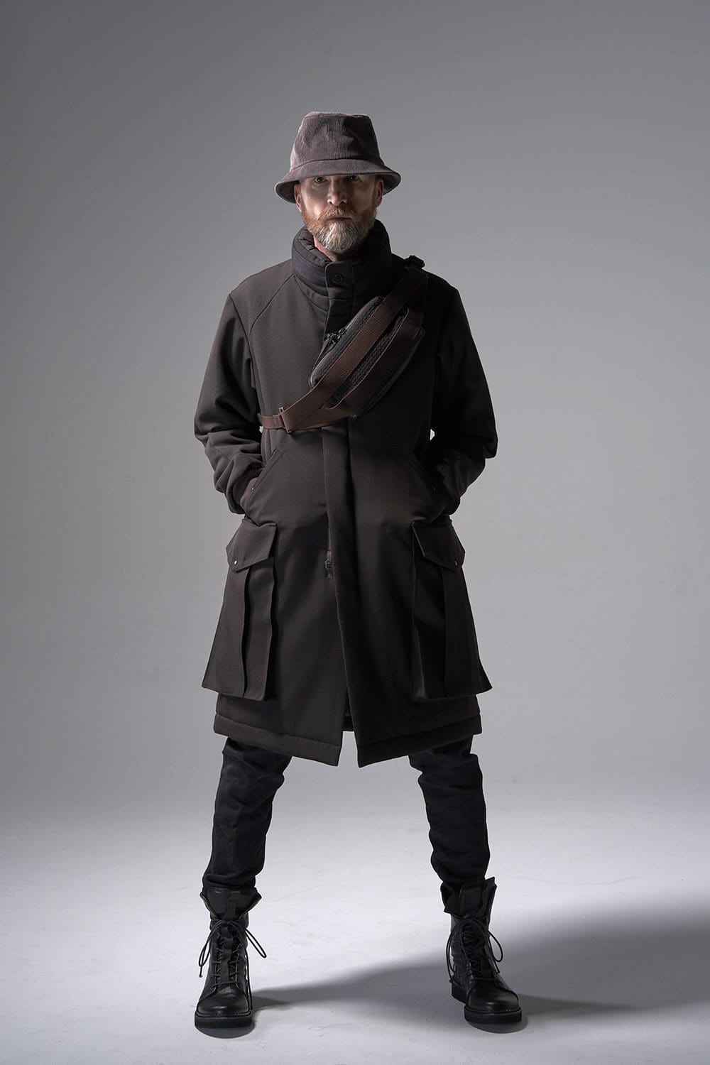 Padded Coat Structure Wool Gabardine