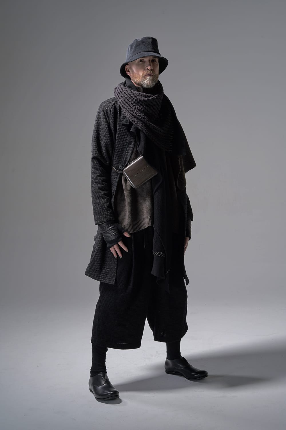 Layerd pants Silk tweed