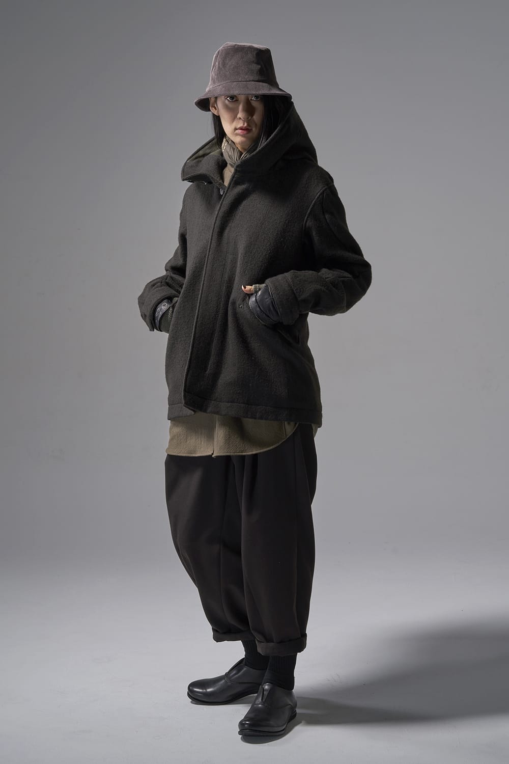 Hooded jacket Wool Herringbone