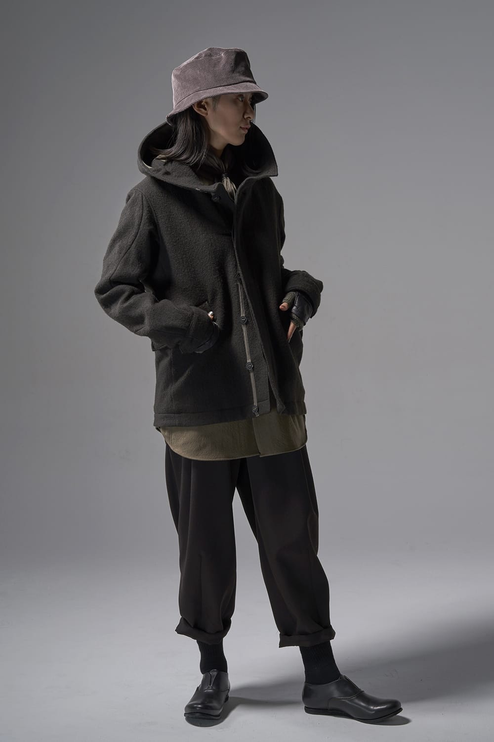 Hooded jacket Wool Herringbone