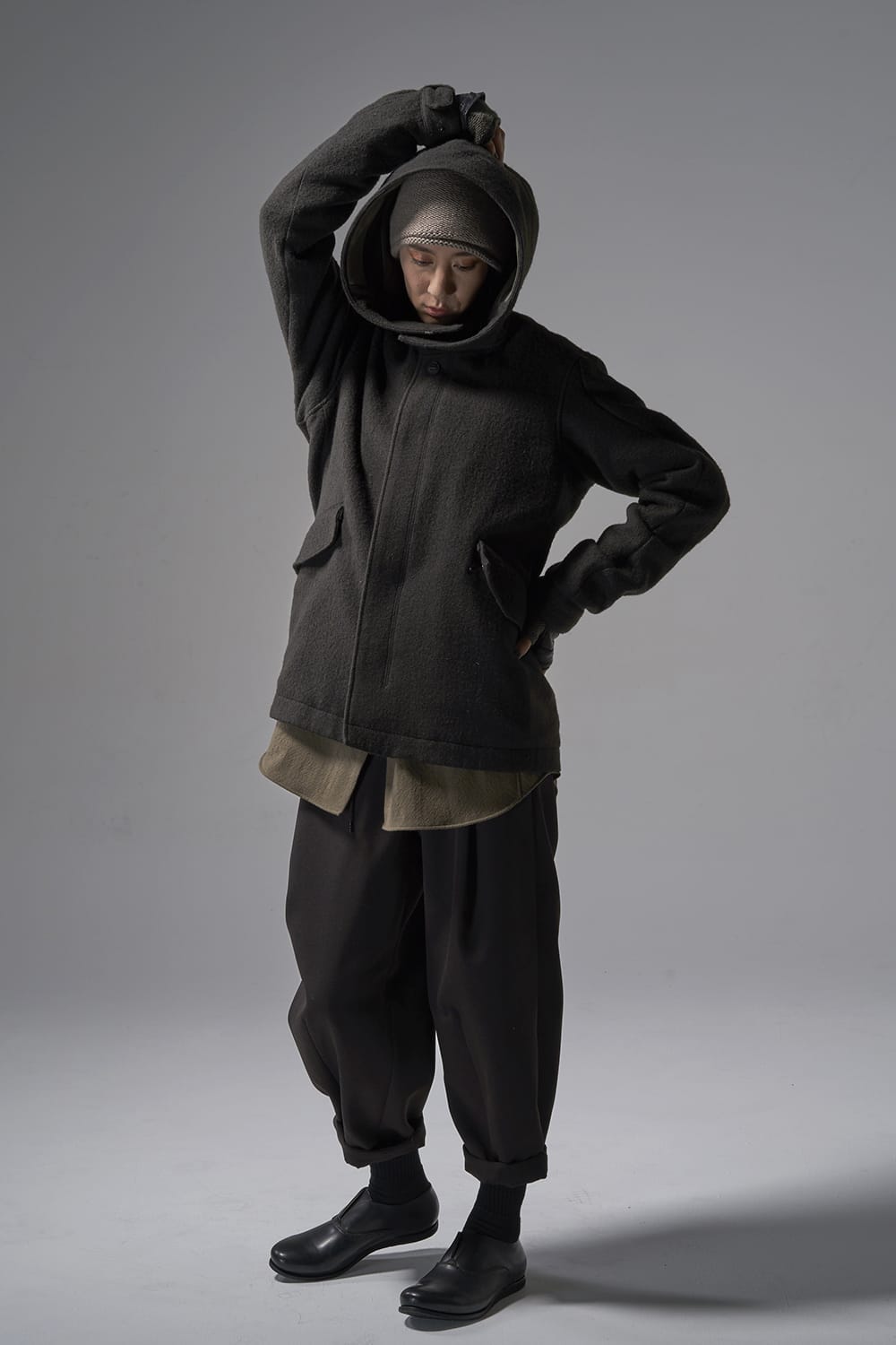 Hooded jacket Wool Herringbone