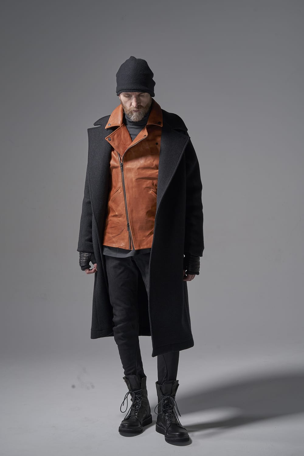 GUIDI Calf Leather Double Riders Jacket Antique