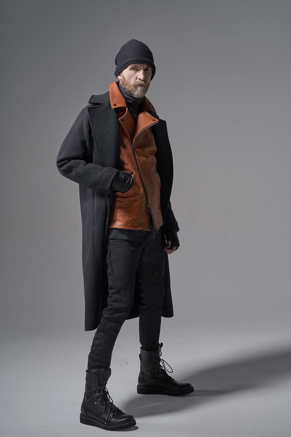 GUIDI Calf Leather Double Riders Jacket Antique