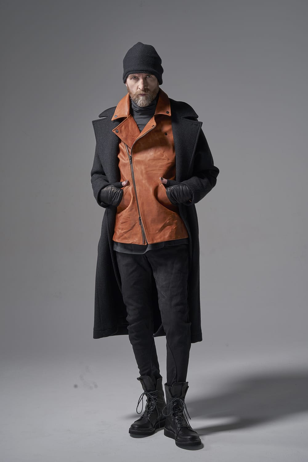 GUIDI Calf Leather Double Riders Jacket Antique