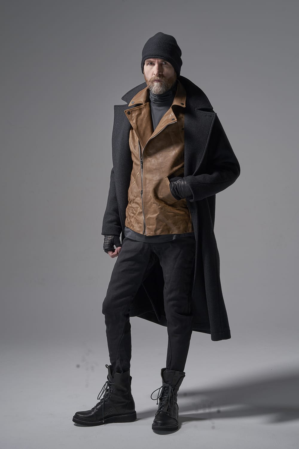 GUIDI Calf Leather Double Riders Jacket Beige