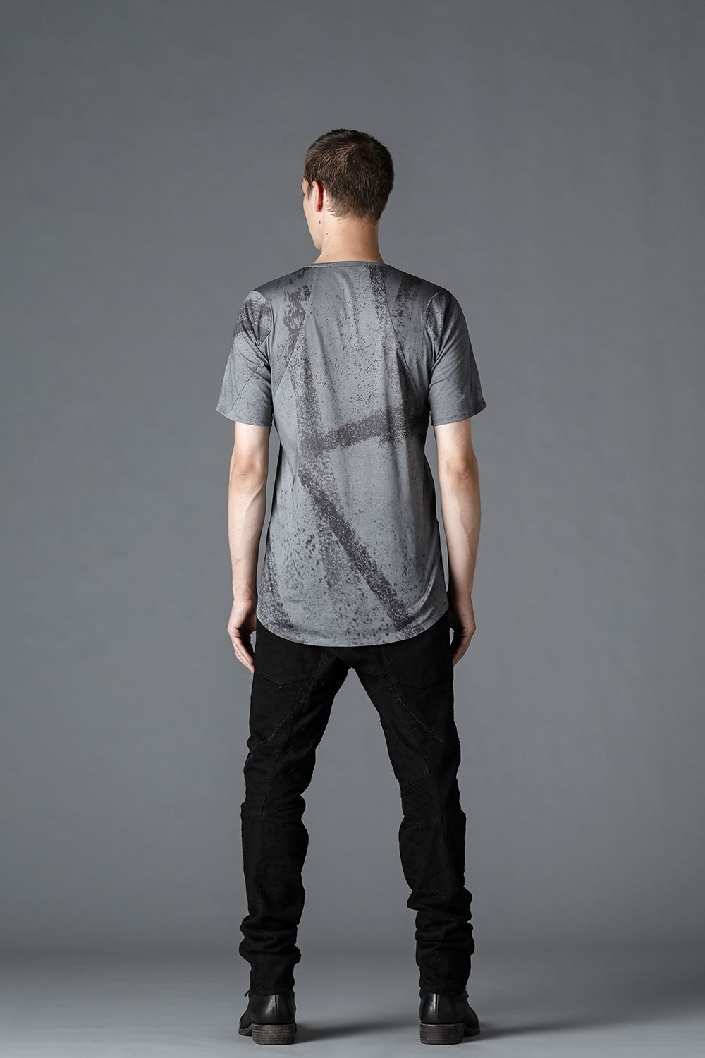 40 Jersey Stitch Print Half Sleeve T-Shirt Charcoal