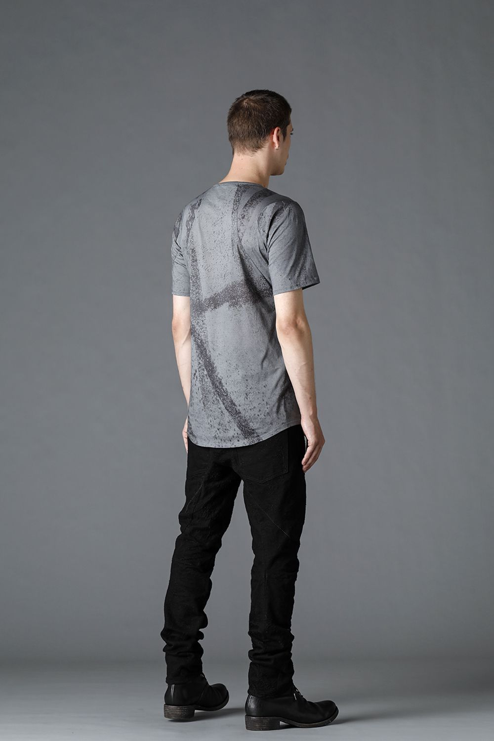 40 Jersey Stitch Print Half Sleeve T-Shirt Charcoal