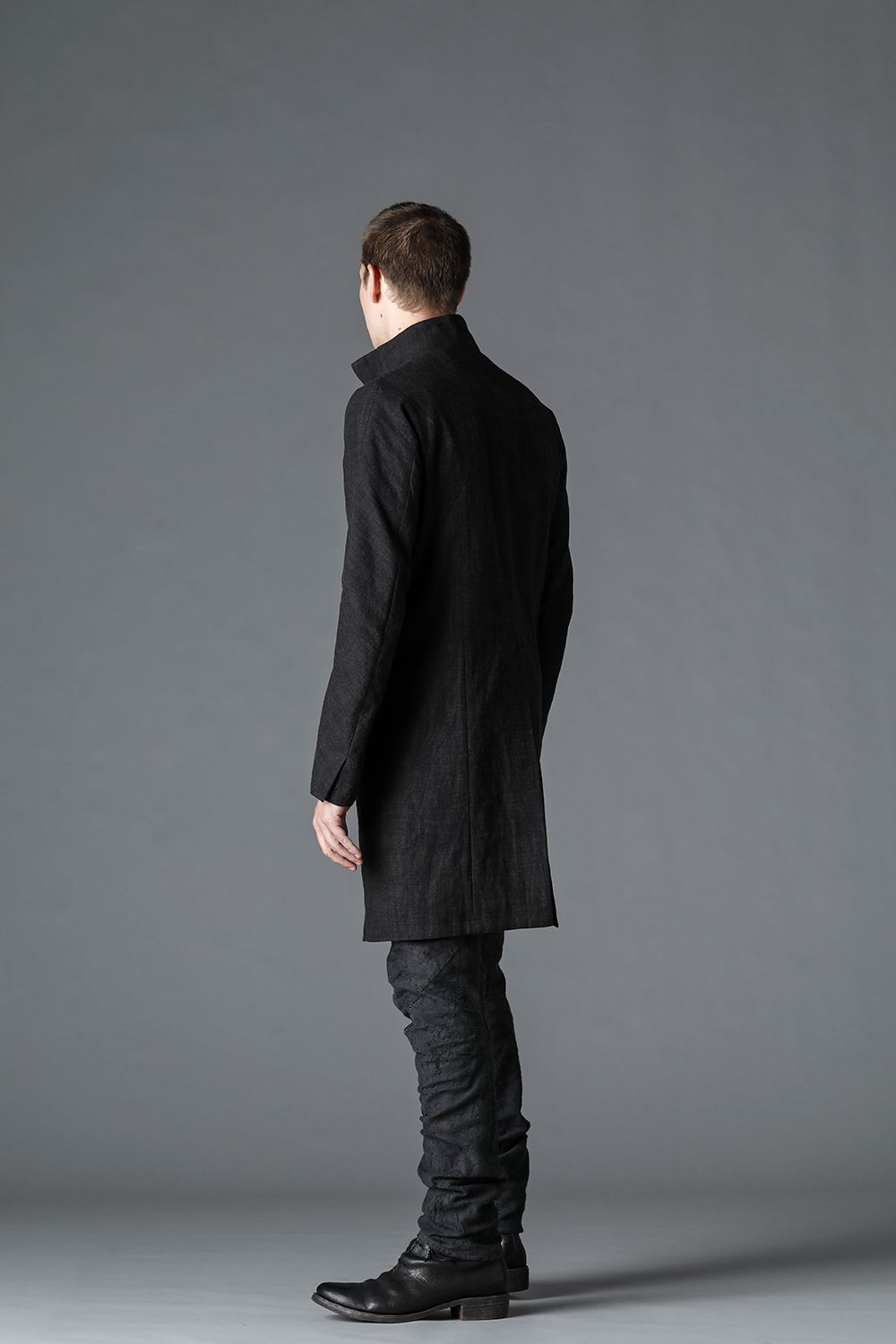 Cotton Washer Processed High-Neck Coat Charcoal