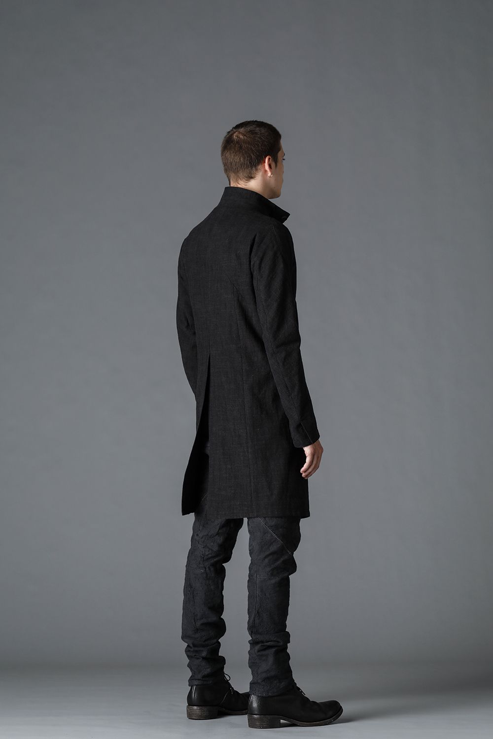 Cotton Washer Processed High-Neck Coat Charcoal