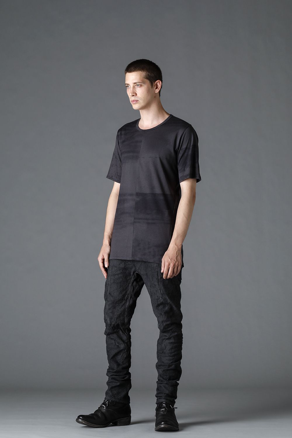 Slub Jacquard Denim 3D Curved Slim Pants Charcoal