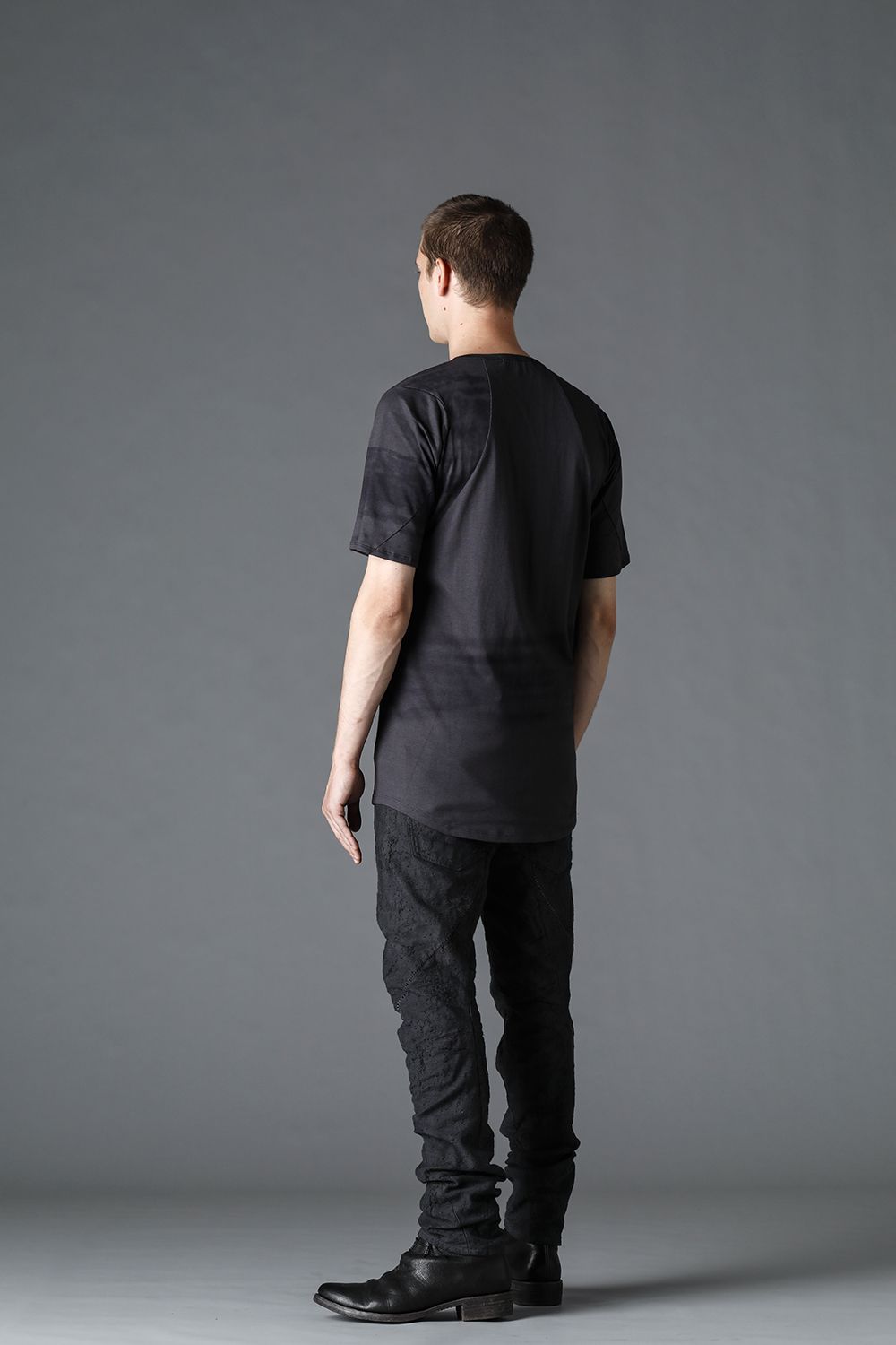 Slub Jacquard Denim 3D Curved Slim Pants Charcoal