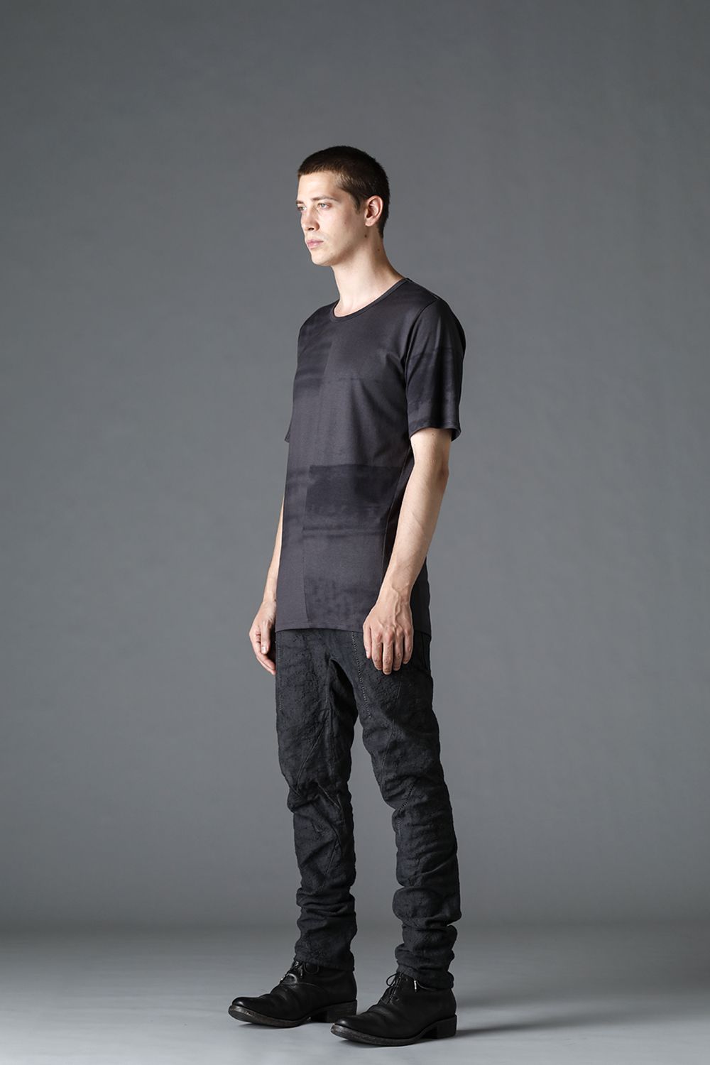 Slub Jacquard Denim 3D Curved Slim Pants Charcoal