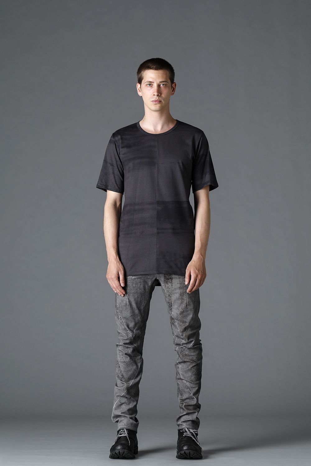 40/2 Cotton & Modal Jersey Stitch Print Half Sleeve T-Shirt Charcoal