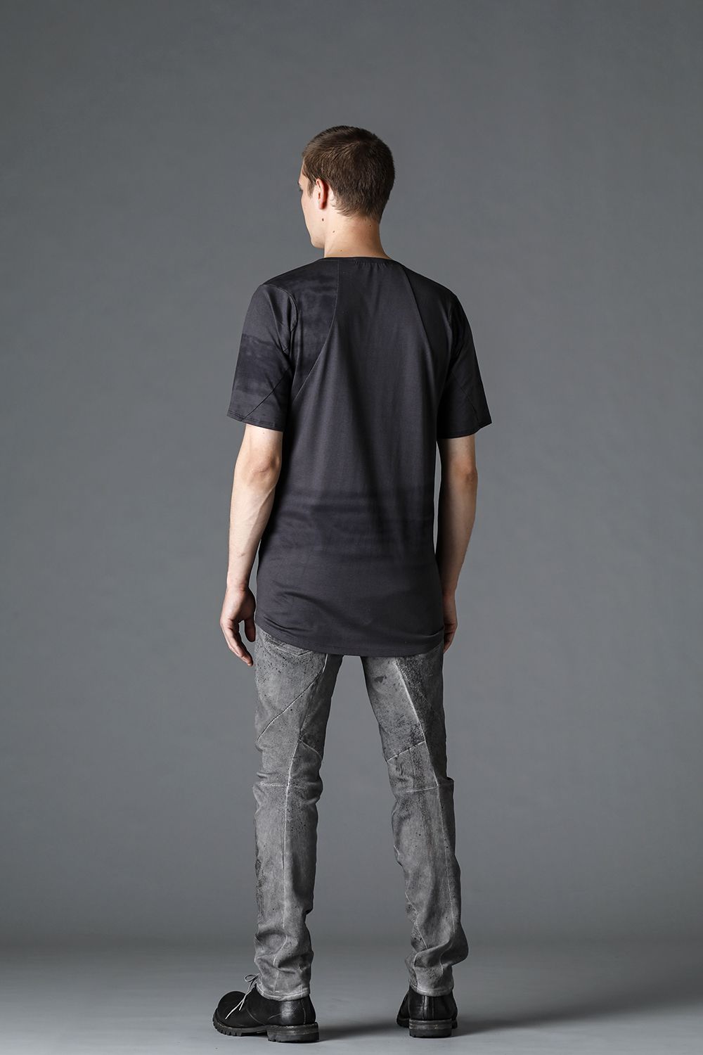 40/2 Cotton & Modal Jersey Stitch Print Half Sleeve T-Shirt Charcoal