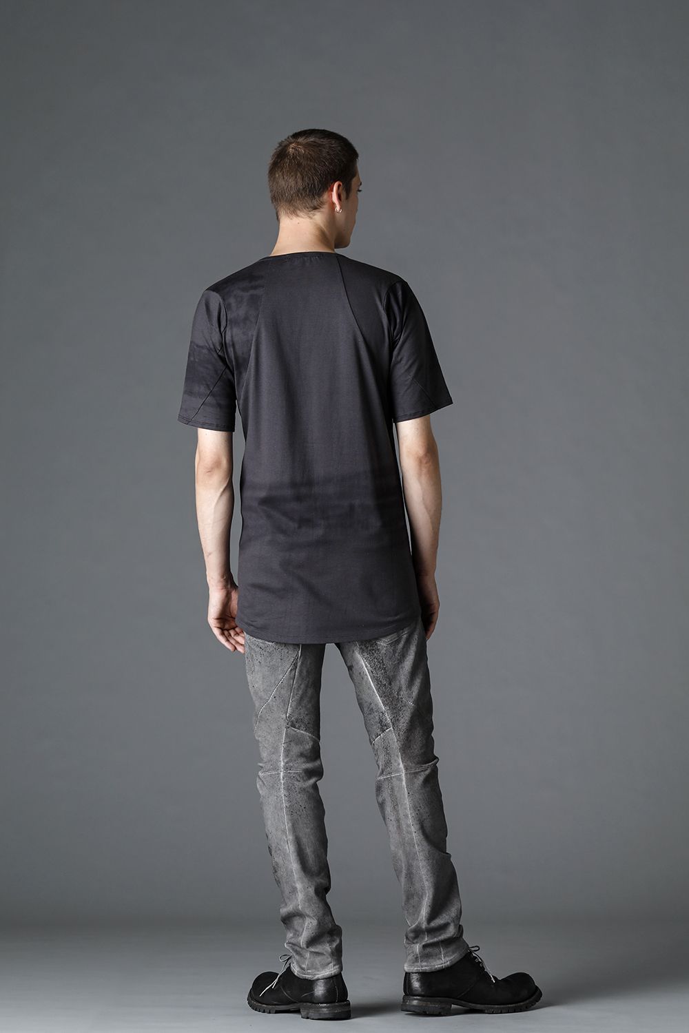 40/2 Cotton & Modal Jersey Stitch Print Half Sleeve T-Shirt Charcoal