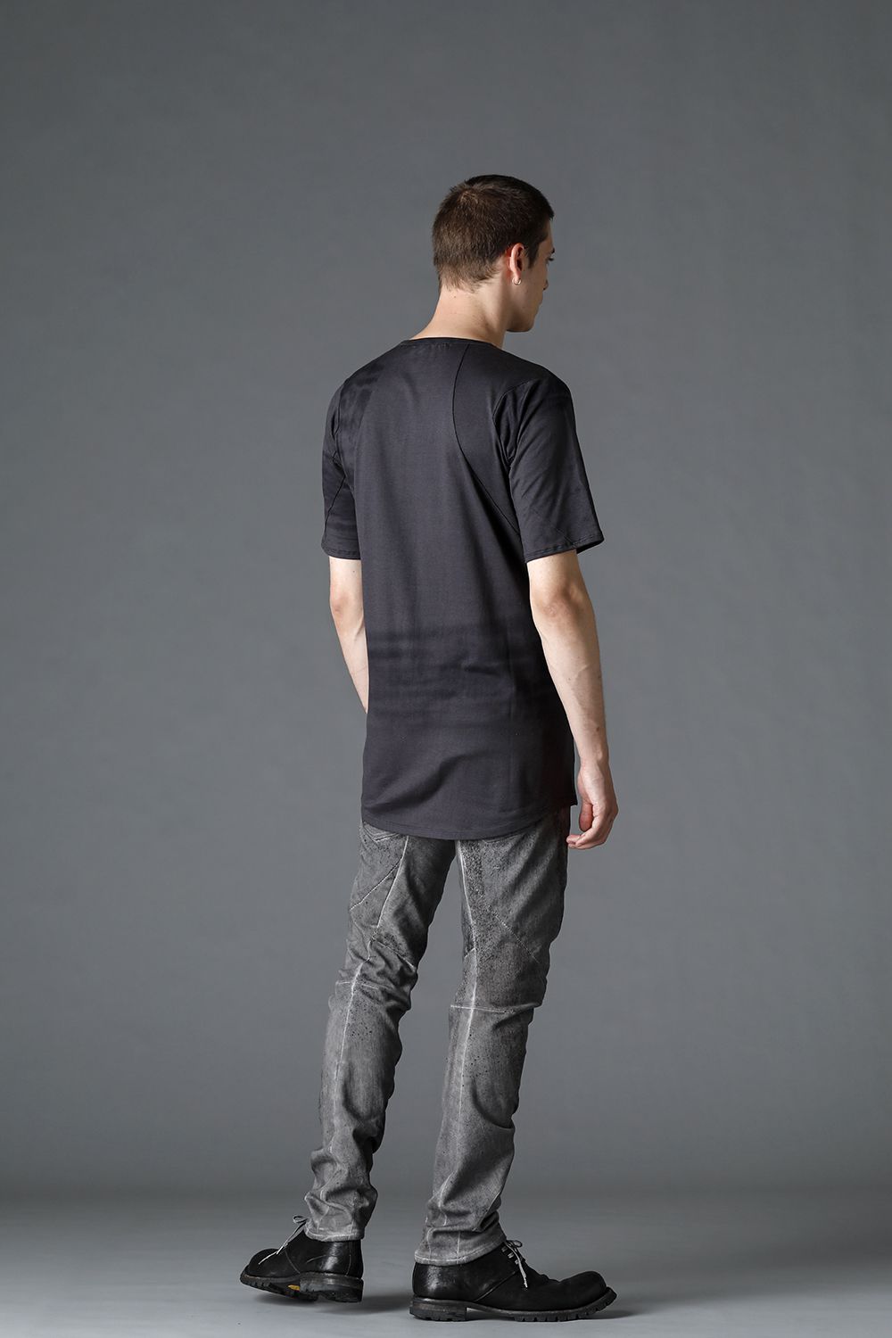 40/2 Cotton & Modal Jersey Stitch Print Half Sleeve T-Shirt Charcoal