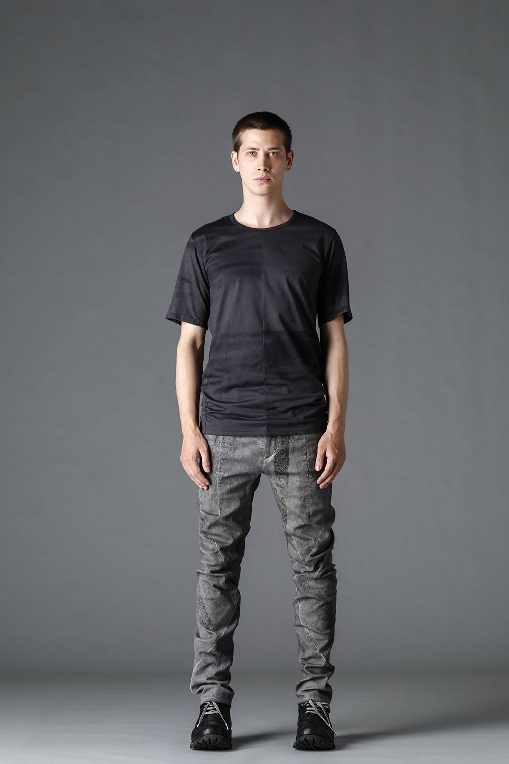 Over Cold Dye Print 3D Curved Slim Pants