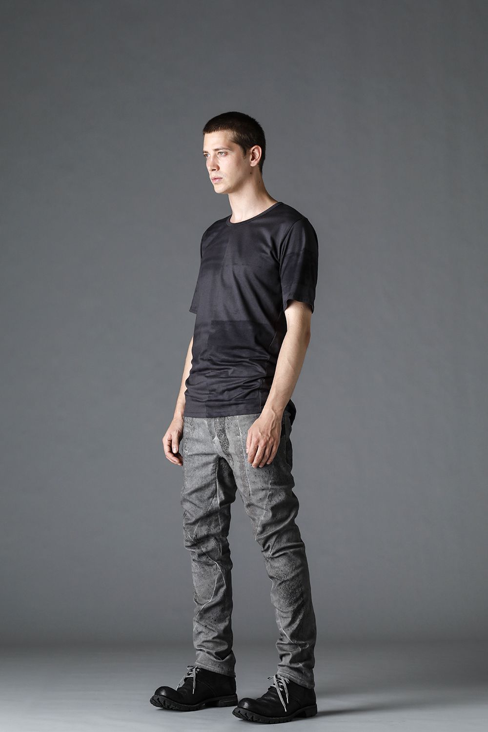 Over Cold Dye Print 3D Curved Slim Pants