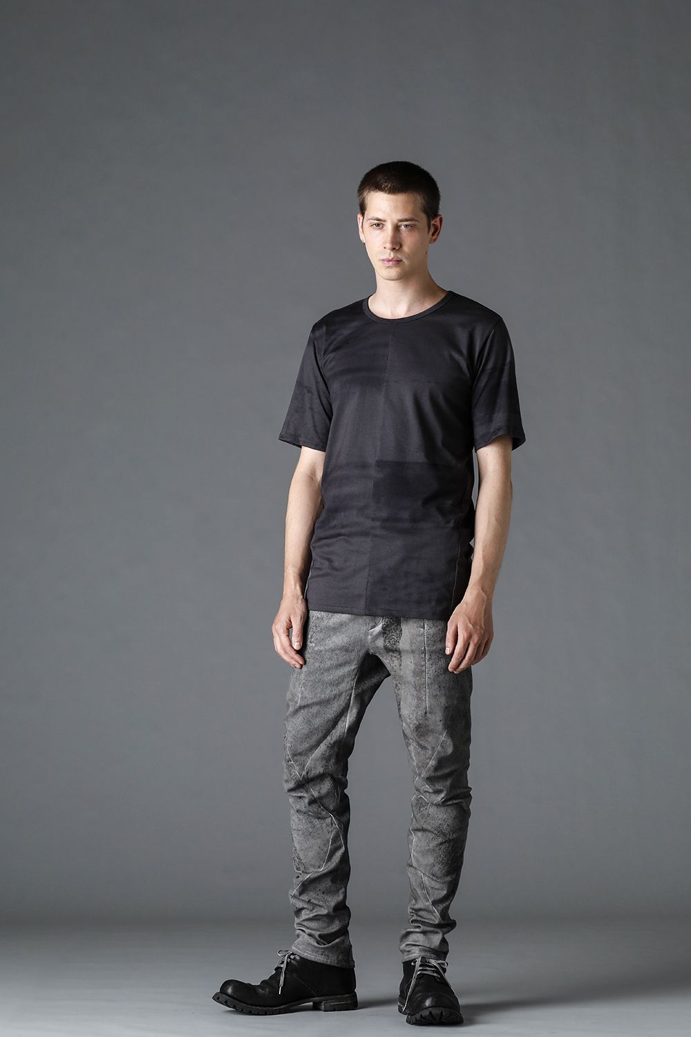 Over Cold Dye Print 3D Curved Slim Pants