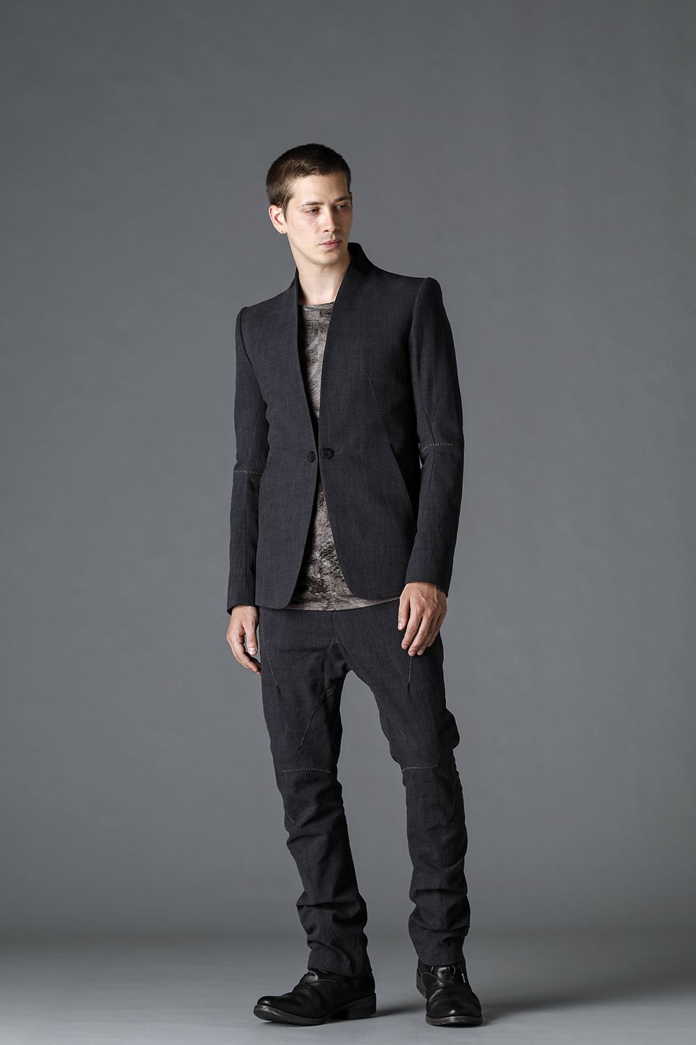 No Lapel Tailored Jacket Black