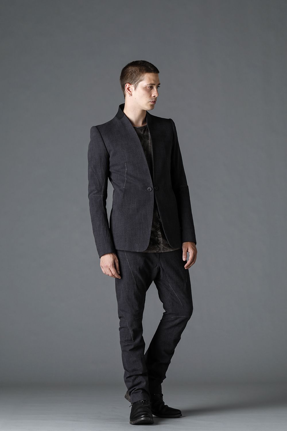 No Lapel Tailored Jacket Black
