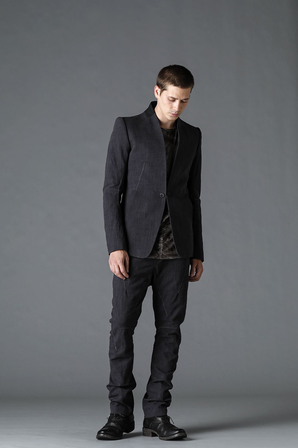 No Lapel Tailored Jacket Black