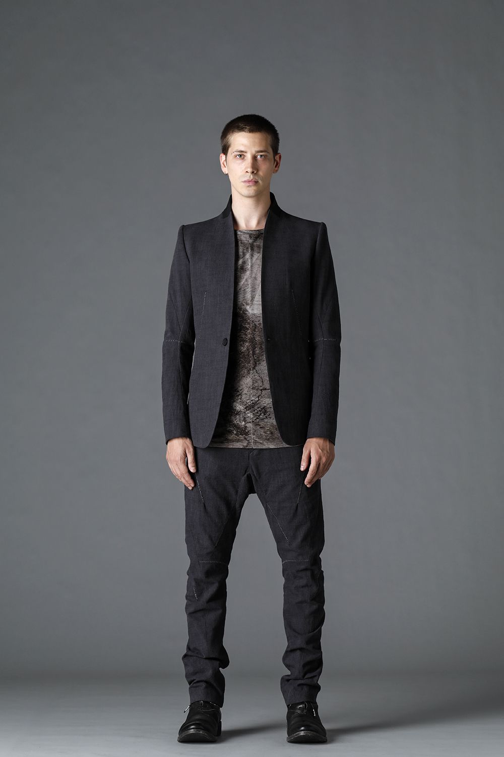 No Lapel Tailored Jacket Black