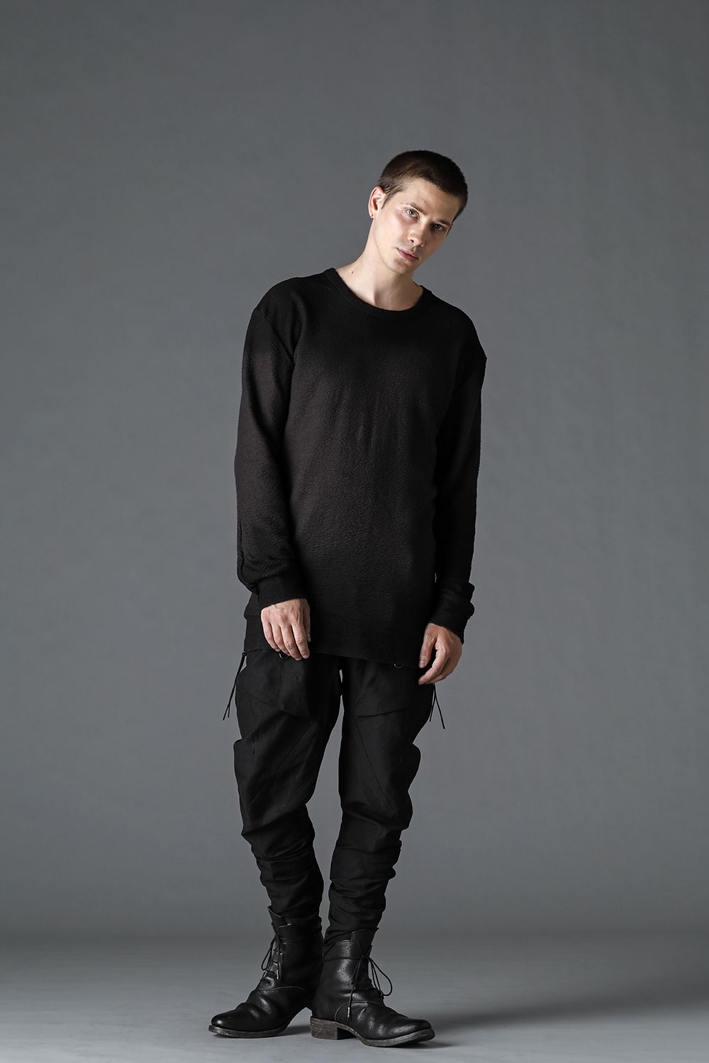 Cotton Inlaid Jersey Spray Dyed Long Sleeve T-Shirt