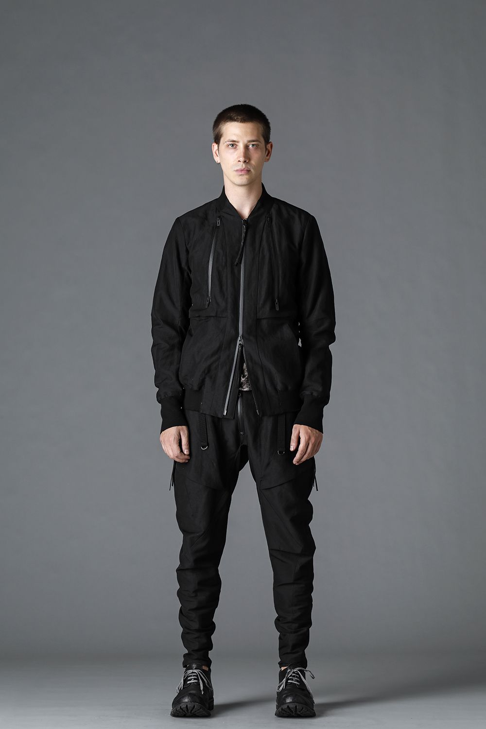 Dobby minimalist border bomber jacket